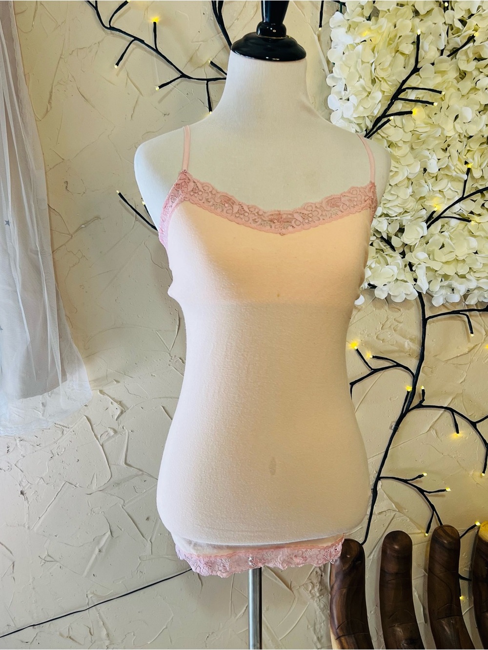 Aeropostale Pale Pink Lace-Trim Chemise Slip